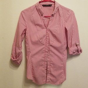 Zara striped rollup sleeve shirt